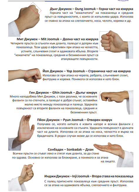 Повърхности на юмрука и дланта